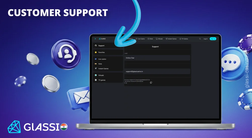 Glassi Casino in India offers 24/7 support