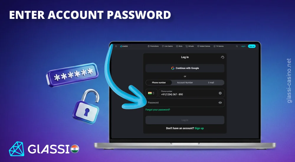 Enter your password to log in to your Glassi Casino account