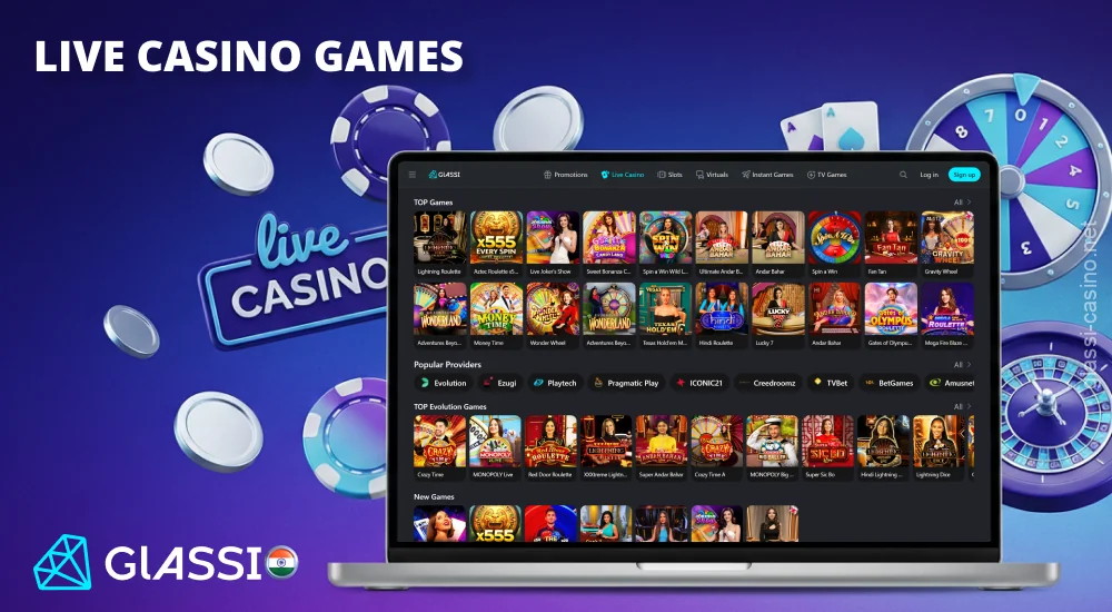 Glassi Live Casino offers games with real dealers, including roulette, baccarat, and blackjack