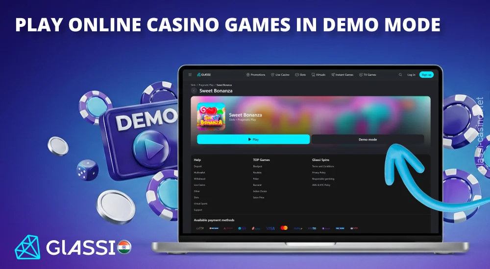 Glassi Casino's demo mode lets you try out games for free using virtual coins