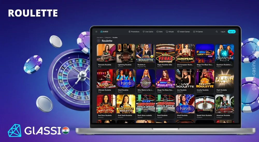 Roulette at Glassi Casino is available in various versions, including European, American, and live roulette